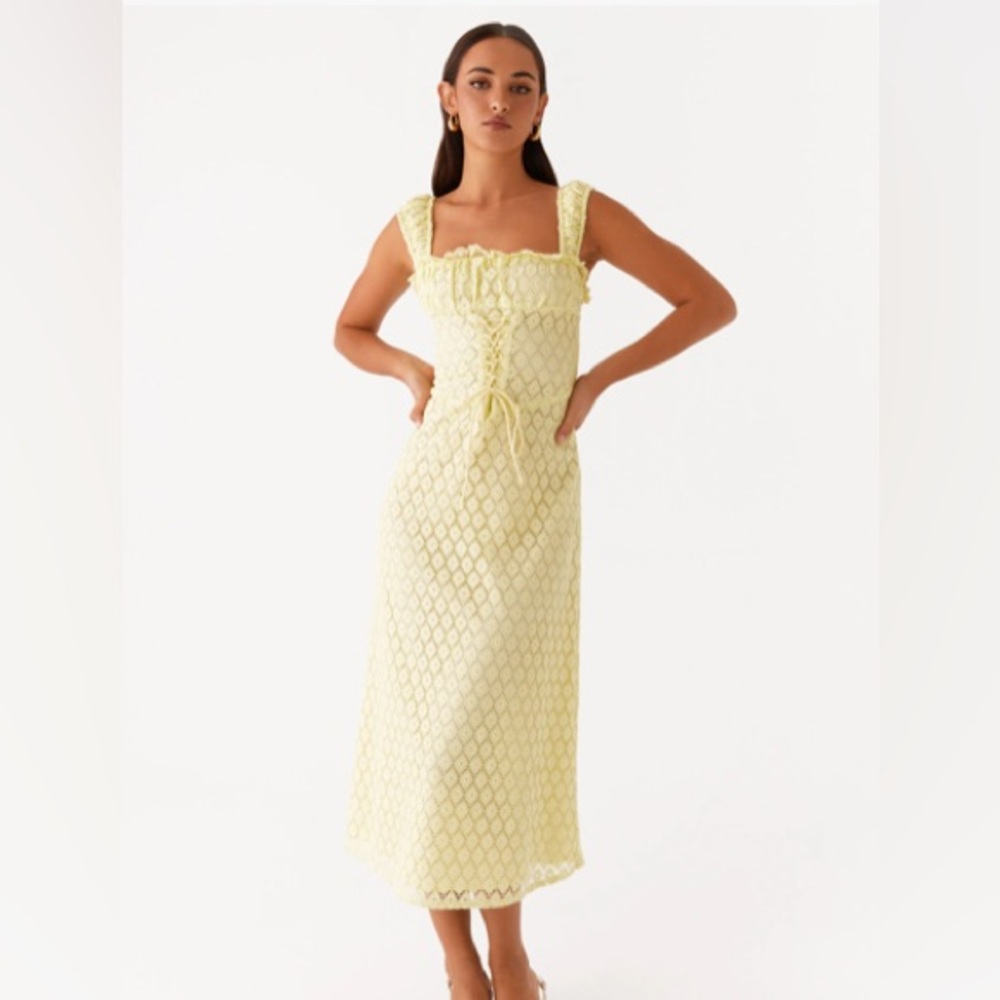Peppermayo Midi Crochet Dress - Yellow